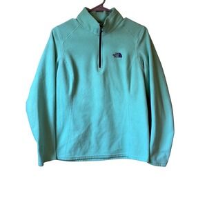 The North Face Womens TKA 100 Glacier Quarter Zip Fleece Pullover Mint Green L